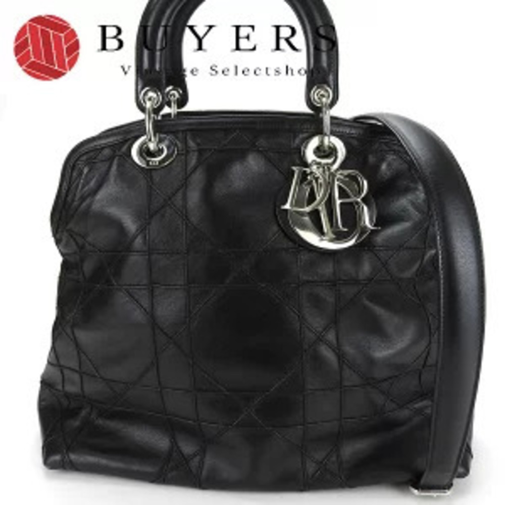 Christian Dior shoulder bag Granville Cannage lambskin leather black